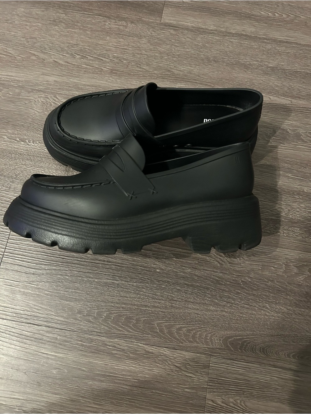 School Girl Black Slip-On Penny Loafers Melissa Water Proof